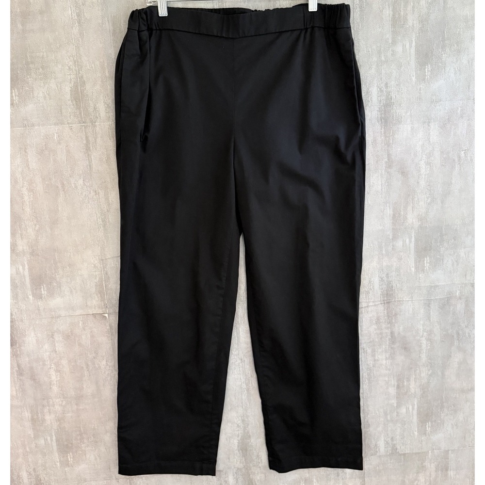 COS Pants Women 12 Black Cotton Lyocell Straight Leg Trouser Summer Casual Chino